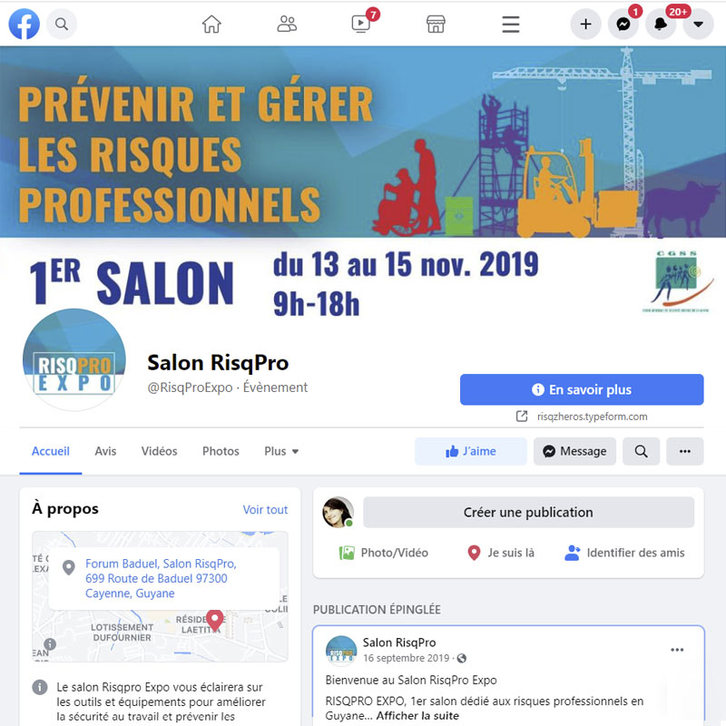 Page Facebook salon RisqPro Expo