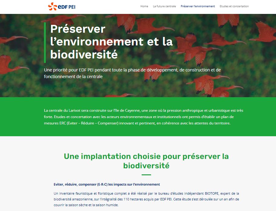 Site EDF PEI - page environnement